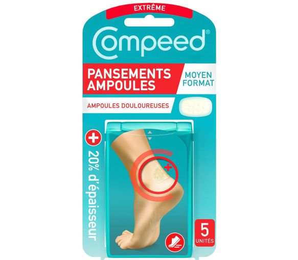 Compeed mittlere Größe Fersenschutzpflaster verstärkte Schutz - Packung mit 5 Pflastern