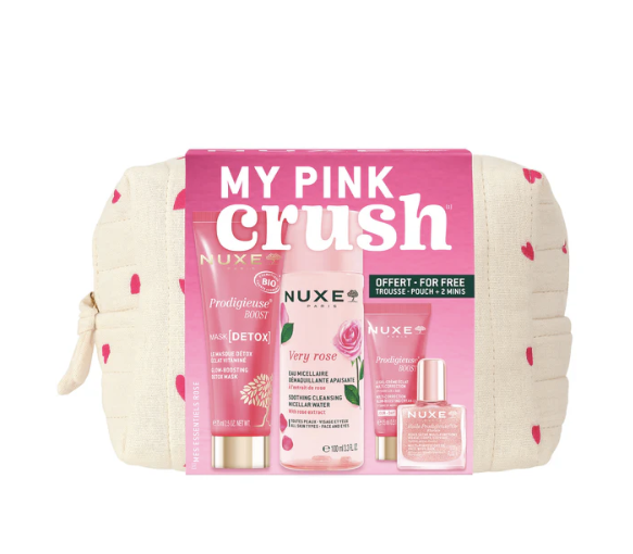 Tasche my pink crush meine Essentials Nuxe - Tasche mit 2 Produkten + 2 Miniaturen geschenkt
