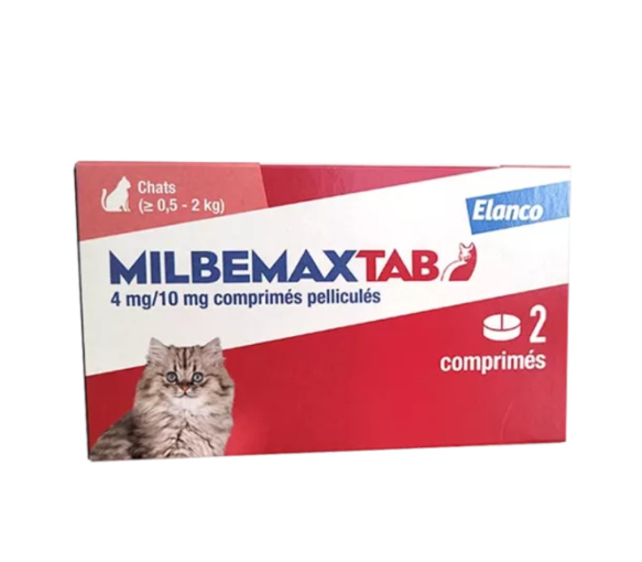 Milbemaxtab Filmtabletten für Katzen von 0,5 bis 2 kg Elanco - Packung mit 2 Tabletten