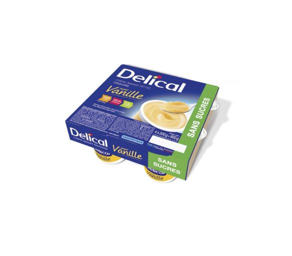 Delical Vanille-Dessertcreme ohne Zucker - 4 Becher à 200g