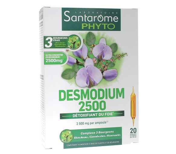Desmodium 2500 Leberentgiftung Santarome - Packung mit 20 Ampullen