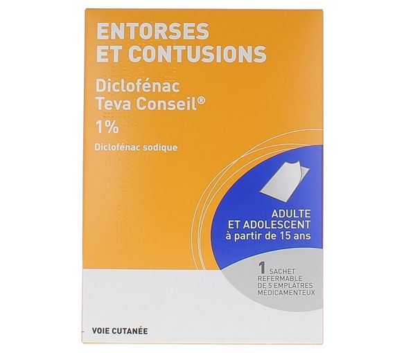 Diclofenac 1% medizinisches Pflaster - Packung mit 5 Pflastern