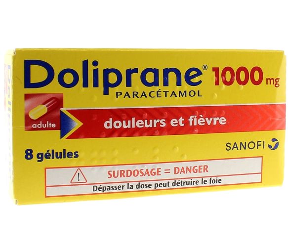 Doliprane 1000mg Kapseln - Packung mit 8 Kapseln