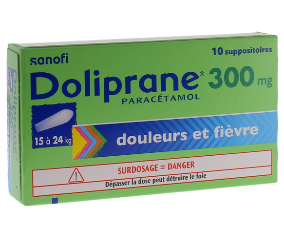 Doliprane 300mg Zäpfchen zum Teilen - Packung mit 10 Zäpfchen - image 1