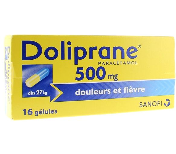 Doliprane 500mg Kapseln - Packung mit 16 Kapseln