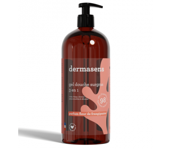 Dermasens Duschgel für trockene Haut mit Duft von Frangipani - 1l Pumpflasche