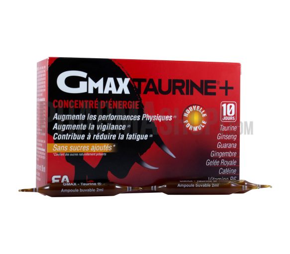 Gmax Taurin + Energie-Konzentrat Eafit - Packung mit 30 Ampullen