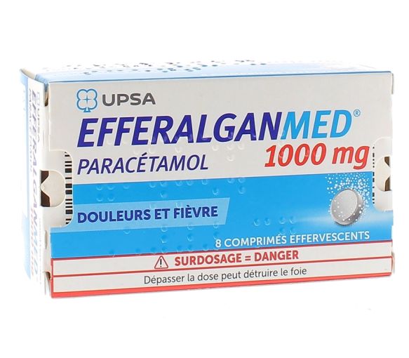 Efferalgan 1g effervescent - Packung mit 8 Tabletten