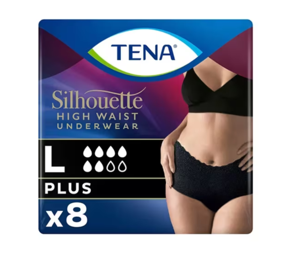 Silhouette Plus Einlagen Größe L niedrig schwarz Tena - Packung mit 8 Einlagen