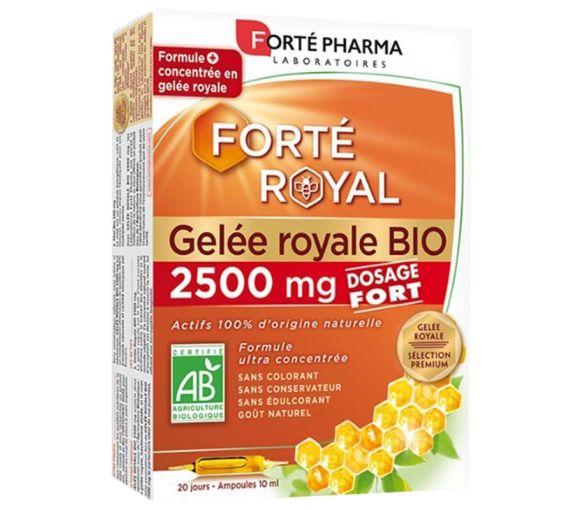 Forté Royal Gelee Royale Bio 2500 mg Forté Pharma - Packung mit 20 Ampullen