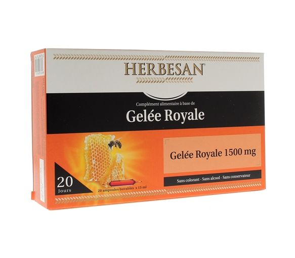 Gelee Royale 1500 mg Herbesan - Box mit 20 Ampullen