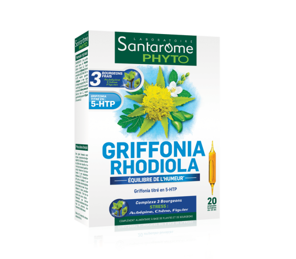 Griffonia Rhodiola Bio Stimmungsausgleich Santarome - Packung mit 20 Ampullen