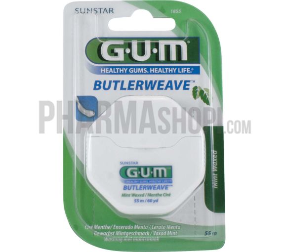 Butlerweave Gum gewachstes Zahnseide Minze - 55 Meter