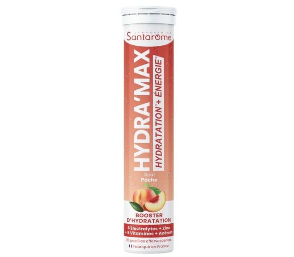 Hydra'max Lösung zur Hydratation Pfirsichgeschmack Santarome - 20 Brausetabletten - image 1