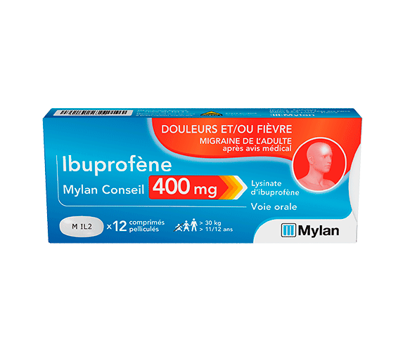 Ibuprofen 400 mg Mylan Filmtabletten - Packung mit 12 Tabletten
