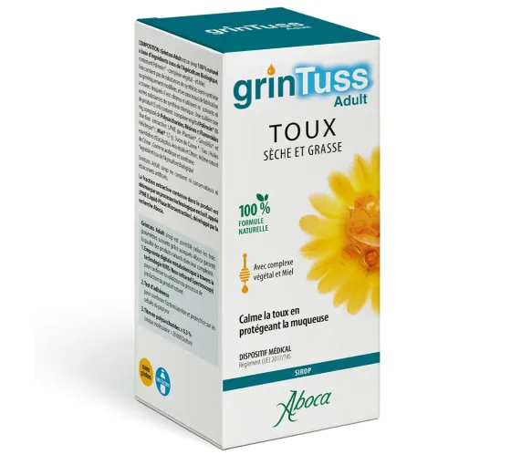 Grintuss Sirup für trockenen und produktiven Husten Aboca - Flasche mit 132 ml