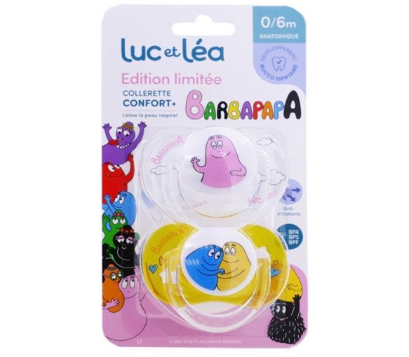 Limitierte Auflage Barbapapa Schnuller 0/6 Monate Luc und Léa - Set mit 2 Schnullern