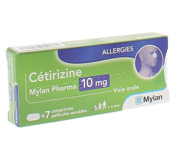 Ceterizin 10 mg Mylan Filmtabletten zum Teilen - Packung mit 7 Tabletten