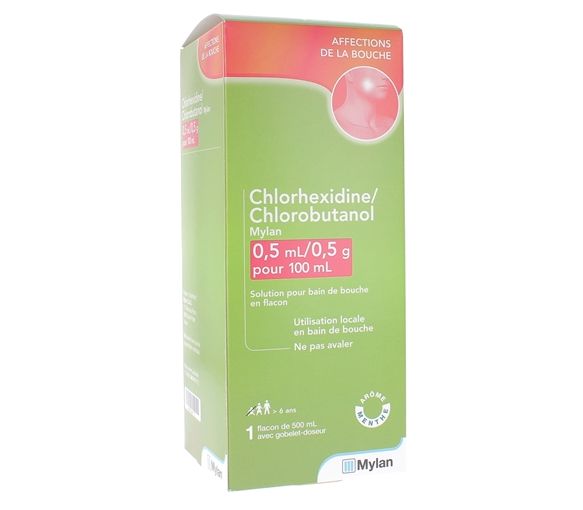 Chlorhexidin Chlorobutanol Mylan 0,5ml/0,5g Lösung zum Mundspülen - Flasche mit 500ml