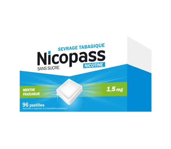Nicopass ohne Zucker frische Minze 1,5mg Lutschtabletten - Packung mit 96 Tabletten