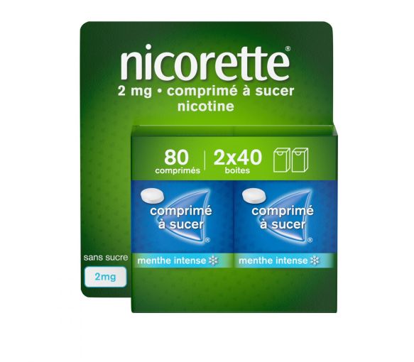 Nicorette 2 mg intensiver Minz Lutschtabletten - 2 Packungen mit 40 Tabletten - image 1