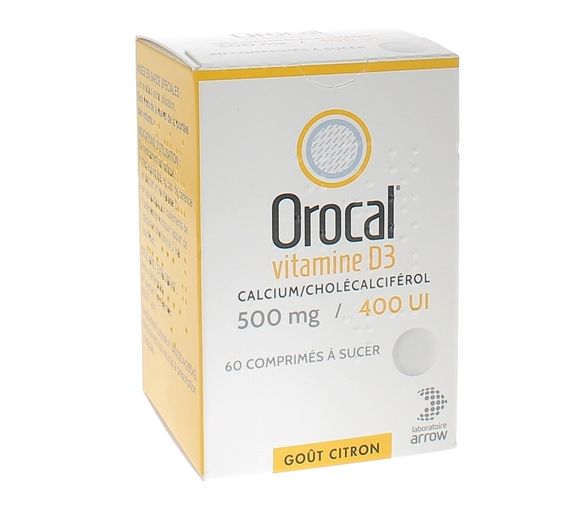 Orocal Vitamin D3 500mg/400 U.I Lutschtabletten - Packung mit 60 Tabletten