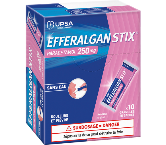 Efferalgan 250 mg Erdbeere Granulat in Beuteln - Schachtel mit 10 Beuteln