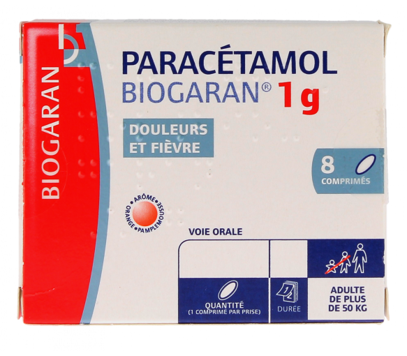 Paracetamol Biogaran 1g - 8 Tabletten - image 1