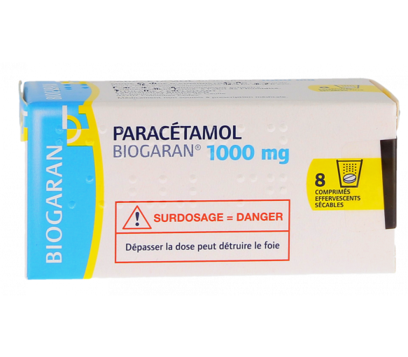 Paracetamol Biogaran 1g - 8 effervescent zerlegbare Tabletten - image 1