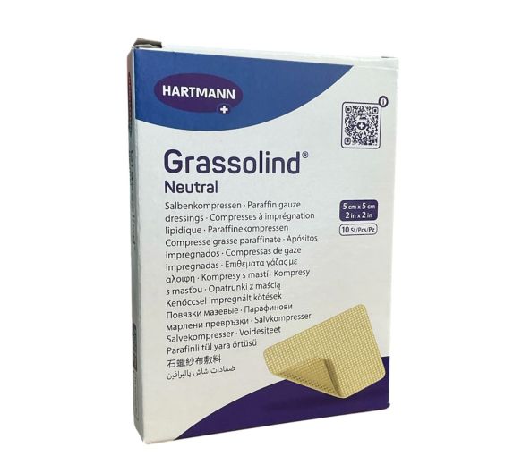 Grassolind neutrale Wundauflagen mit Vaseline Hartmann - Packung mit 10 Stück à 5cmX5cm - image 1