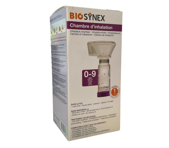 Inhalationskammer 0 bis 9 Monate Biosynex - Schachtel mit einer Kammer und Maske - image 1