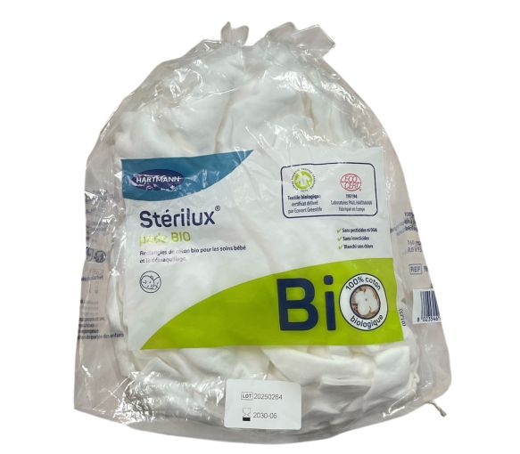 Stérilux Bio-Rechteckige Baumwollpads Hartmann - Packung mit 160 Pads von 7,5x9,5 cm