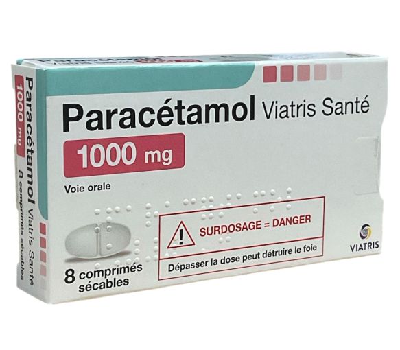 Paracetamol 1000mg Viatris - Packung mit 8 teilbaren Tabletten - image 1