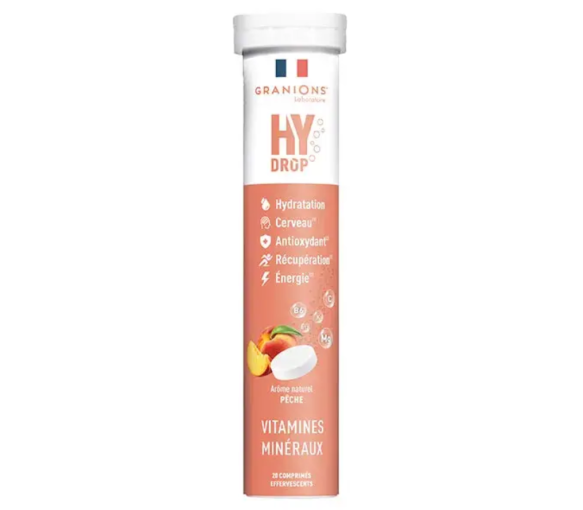 Hydrop Lösung zur Hydratation Pfirsichgeschmack Granions - Tube mit 20 Brausetabletten