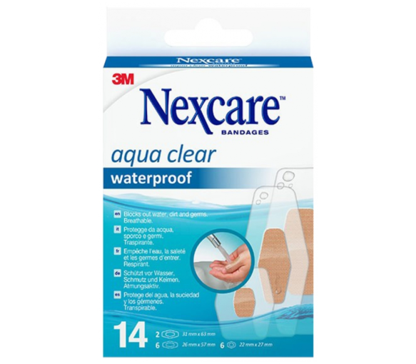 Aqua clear wasserdichte Pflaster 3M - Packung mit 14 Pflastern