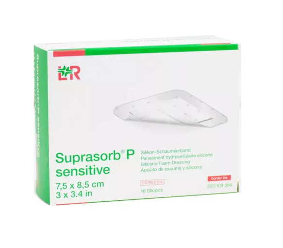 Suprasorb P Sensitive Border Lite - Schachtel mit 10 Stück von 7,5x8,5 cm