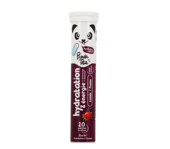 Hydratations- und Energie-Tabletten mit Cassis-Erdbeer-Geschmack Panda Tea - 20 Brausetabletten