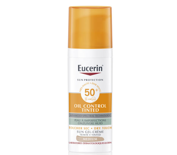 Öl-kontrollierendes getöntes Sonnen-Gel-Creme mittel SPF50+ Eucerin - Pumpflasche 50ml