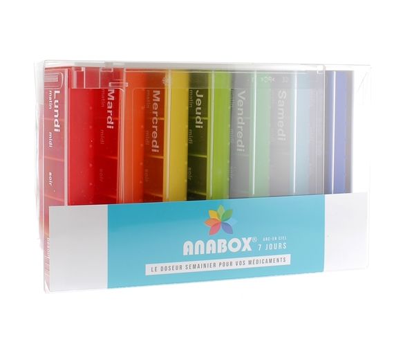 Wöchentlicher Regenbogen-Tablettenbehälter Anabox - 1 Tablettenbehälter