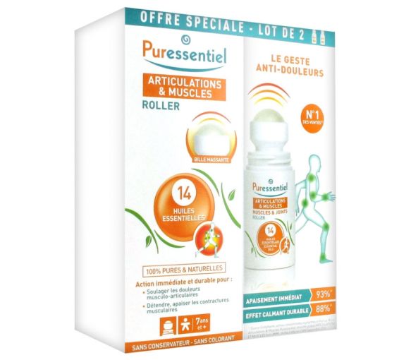 Gelenke & Muskeln Roller mit 14 ätherischen Ölen Puressentiel - 2er-Pack mit 75 ml Roll-ons