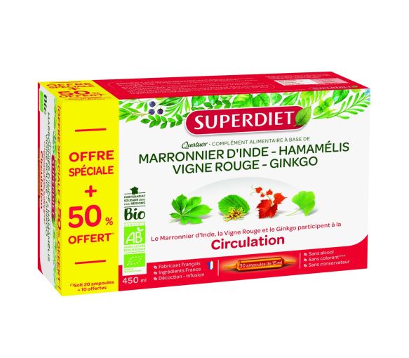 Quatuor Vigne Rouge Circulation Bio Super Diet - 30 Ampullen - image 1