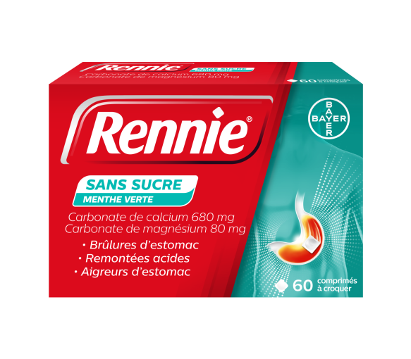 Rennie ohne Zucker Kaubonbons - Packung mit 60 Tabletten - image 1