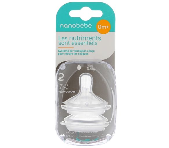 Ultraweiche Silikonsauger 0m+ Langsam Nanobébé - 2 Sauger