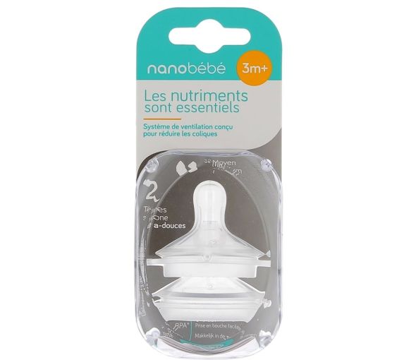Ultraweiche Silikonsauger 3m+ Medium Nanobébé - 2 Sauger