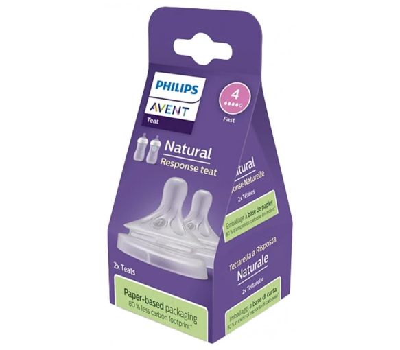 Natural Response Sauger 3 Löcher mittlerer Fluss 3 Monate+ Avent - 2 Sauger