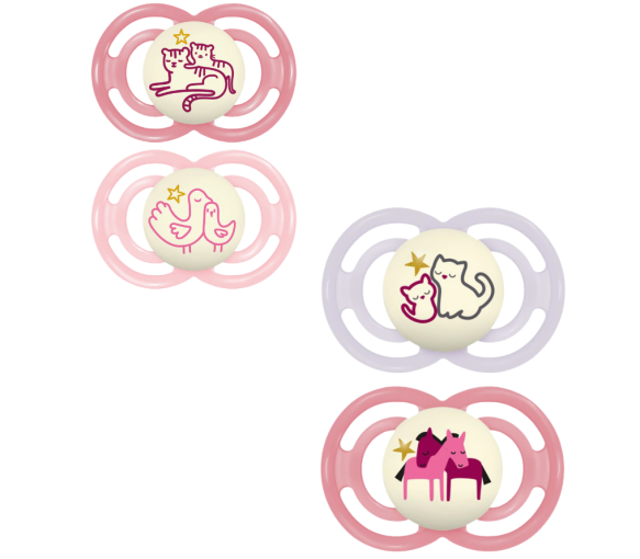 Schnuller Perfect Nacht 6+ Monate Mam - Packung mit 2 Schnullern - Rosa