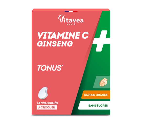Vitamin C + Ginseng Vitality Vitavea - Packung mit 24 Kaudabletten