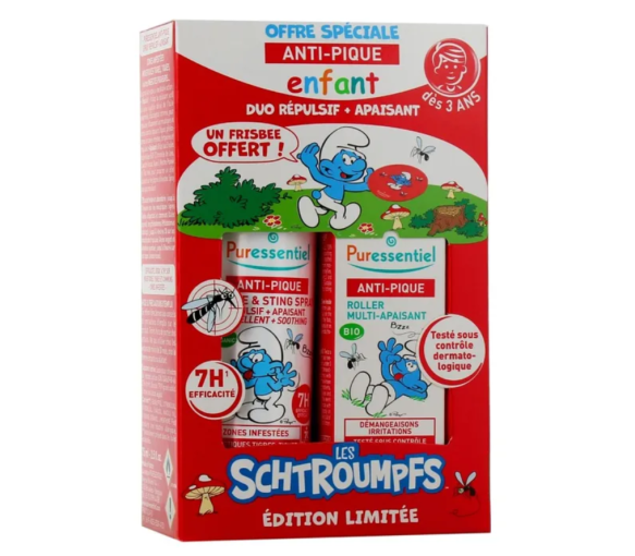 Anti-Mücken Schlümpfe ab 3 Jahren Puressentiel - Abwehr- und Beruhigungsset + ein kostenloser Frisbee - image 1