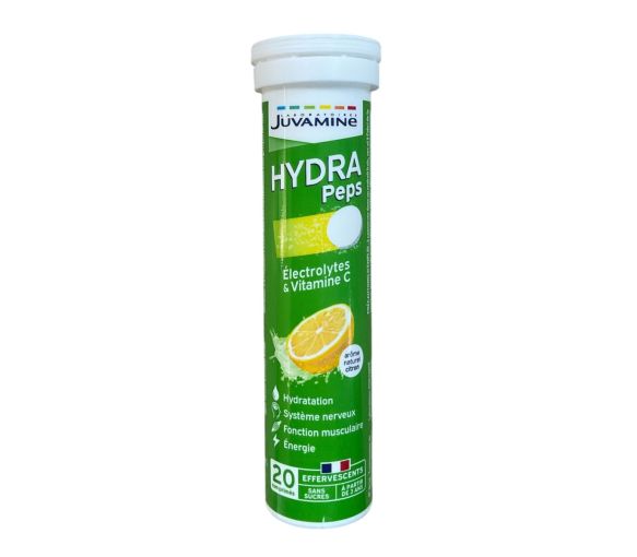 Hydra Peps Zitronenaroma Juvamine - Tube mit 20 Brausetabletten