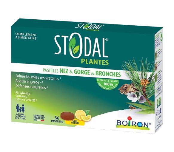 Stodal Pflanzenpastillen Nase Hals Bronchien Zitronengeschmack Boiron - Packung mit 36 Pastillen - image 2